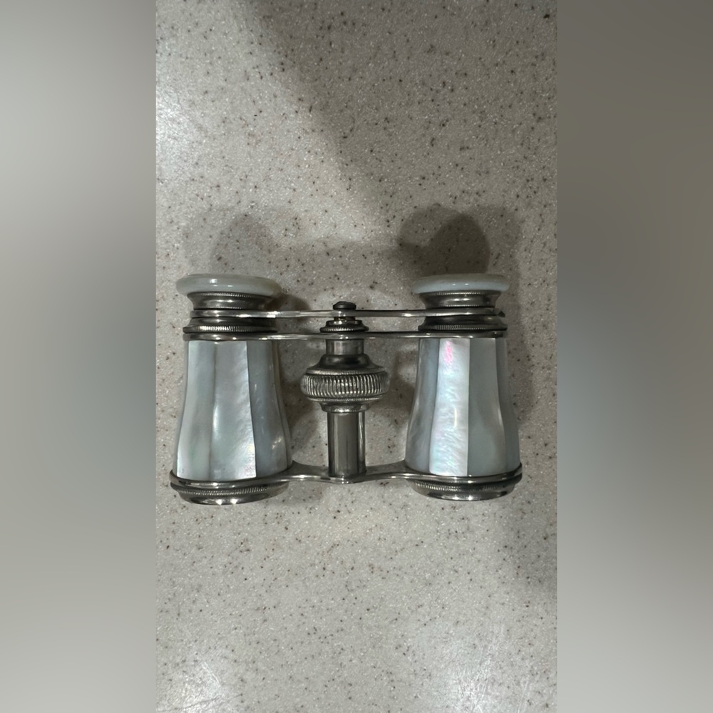 Vintage mother of pearl opera glasses with case